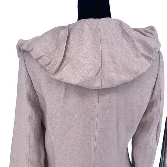 BCBG MAXAZRIA‎ Ruffle Collared Linen Blend Jacket Blazer Size 10P Purple/Pink - Picture 5 of 12